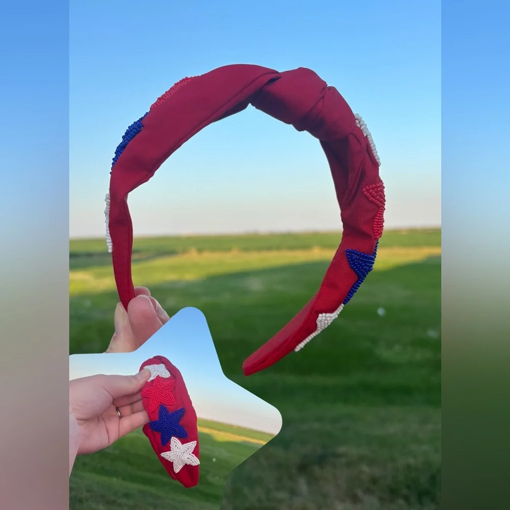 Treasure Jewels Red Beaded Star Headband